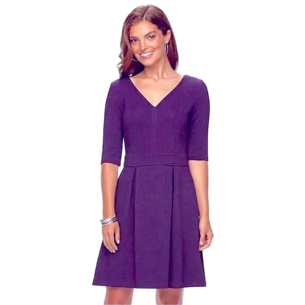NEW Chaps Women's Textured Fit & Flare Dress Beetroot Size 10
